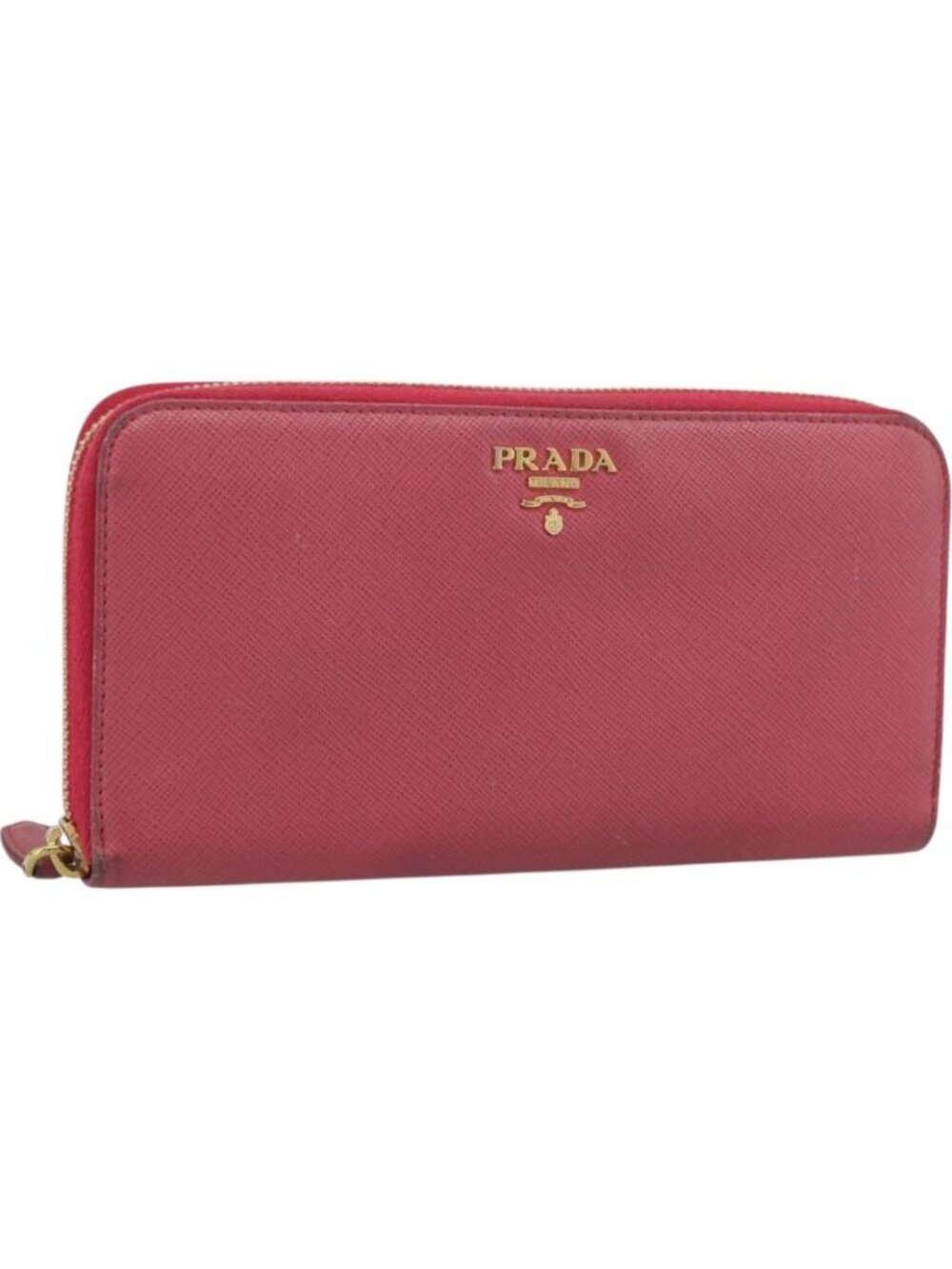 PRADA Long Wallet Safiano Leather Pink Gold